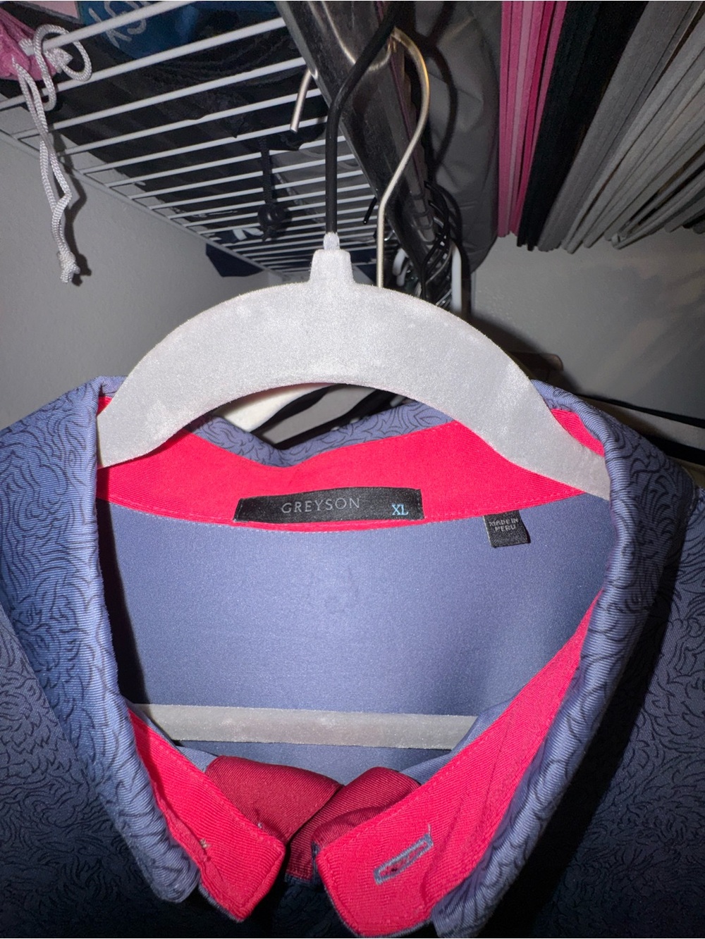 Greyson Heather Blue Blazer with Bright Pink Trim